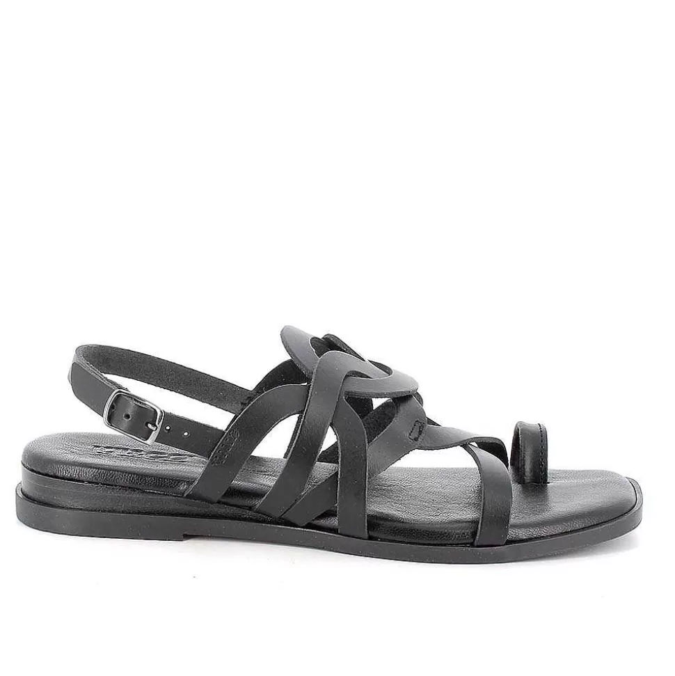 Black Women'S Leather Flip Flop Sandals-Igi&Co Best Sale