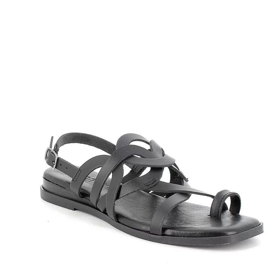 Black Women'S Leather Flip Flop Sandals-Igi&Co Best Sale