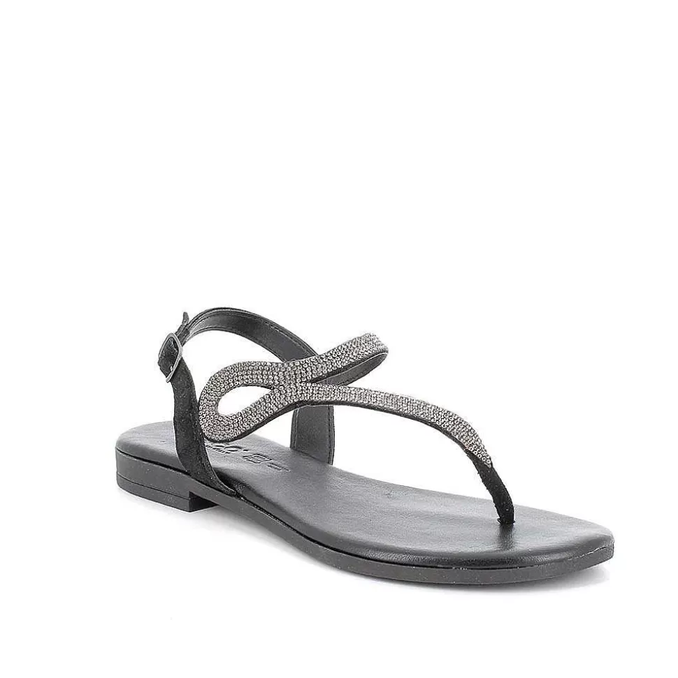 Black Women'S Leather Flip Flop Sandals-Igi&Co Clearance