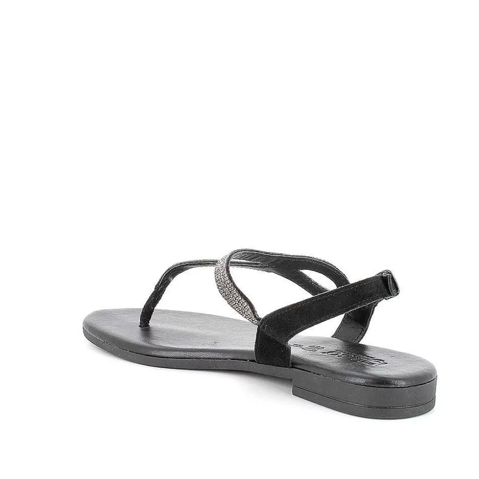 Black Women'S Leather Flip Flop Sandals-Igi&Co Clearance