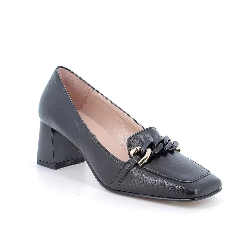 Black Women'S Leather Heeled Pumps-Igi&Co Store