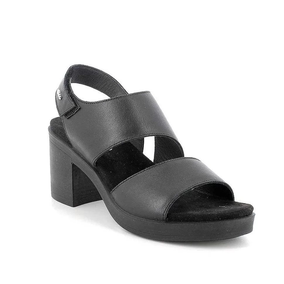 Black Women'S Leather Heeled Sandals-Igi&Co Shop