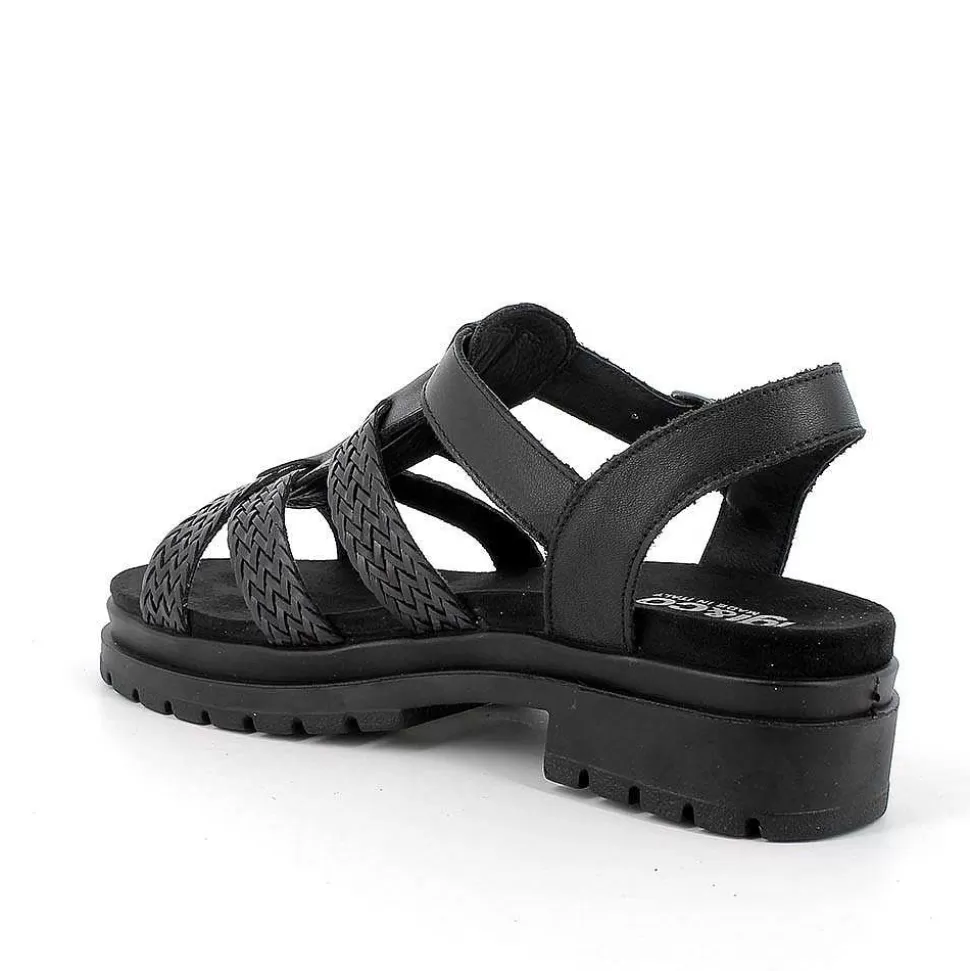 Black Women'S Leather Heeled Sandals-Igi&Co Shop