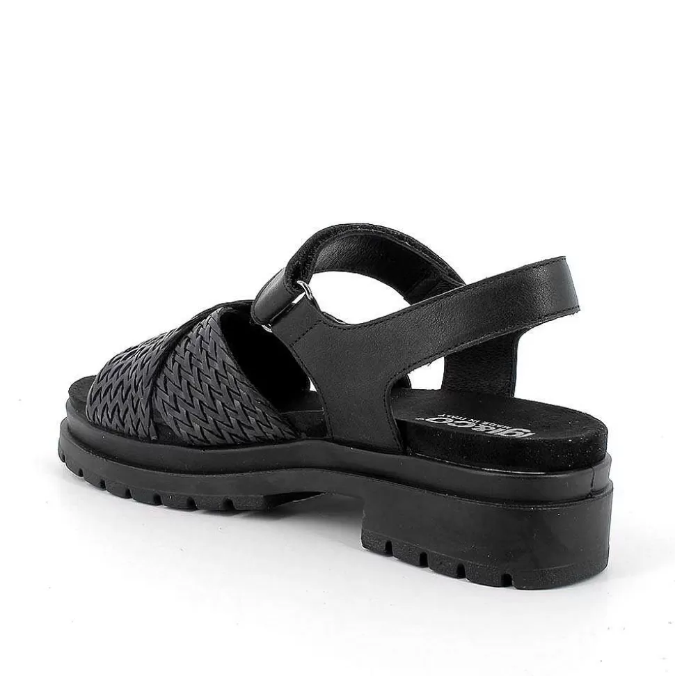 Black Women'S Leather Heeled Sandals-Igi&Co Store