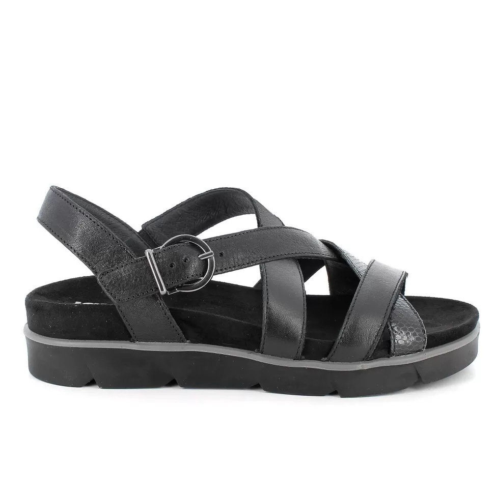 Black Women'S Leather Sandals-Igi&Co Flash Sale