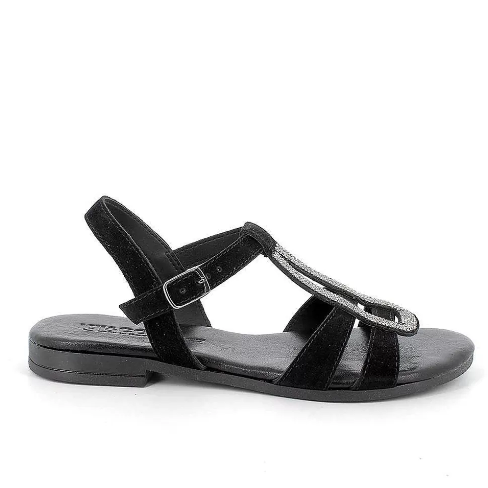 Black Women'S Leather Sandals-Igi&Co Discount