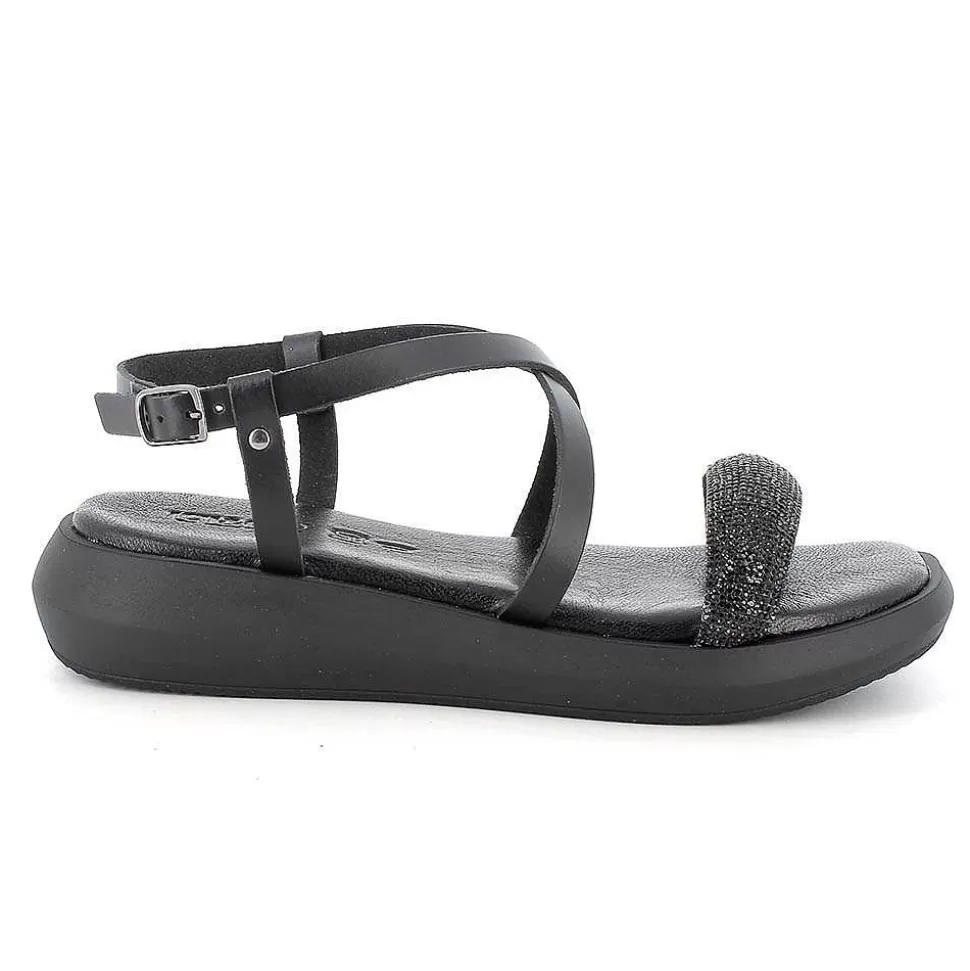 Black Women'S Leather Sandals-Igi&Co Best Sale