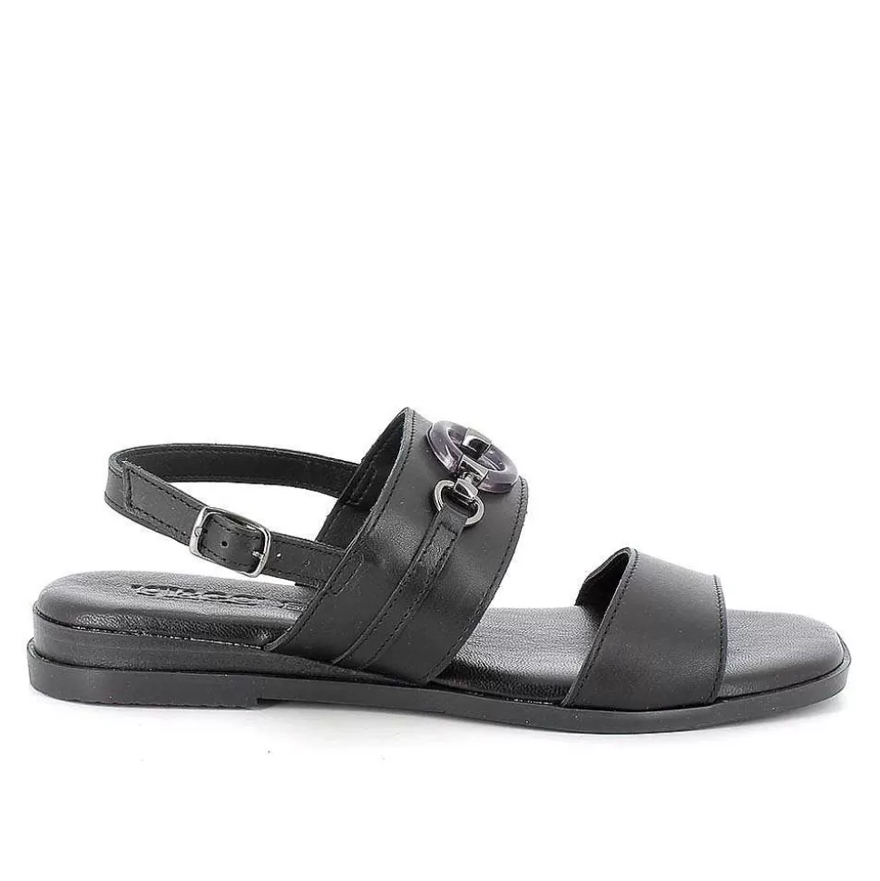 Black Women'S Leather Sandals-Igi&Co Discount