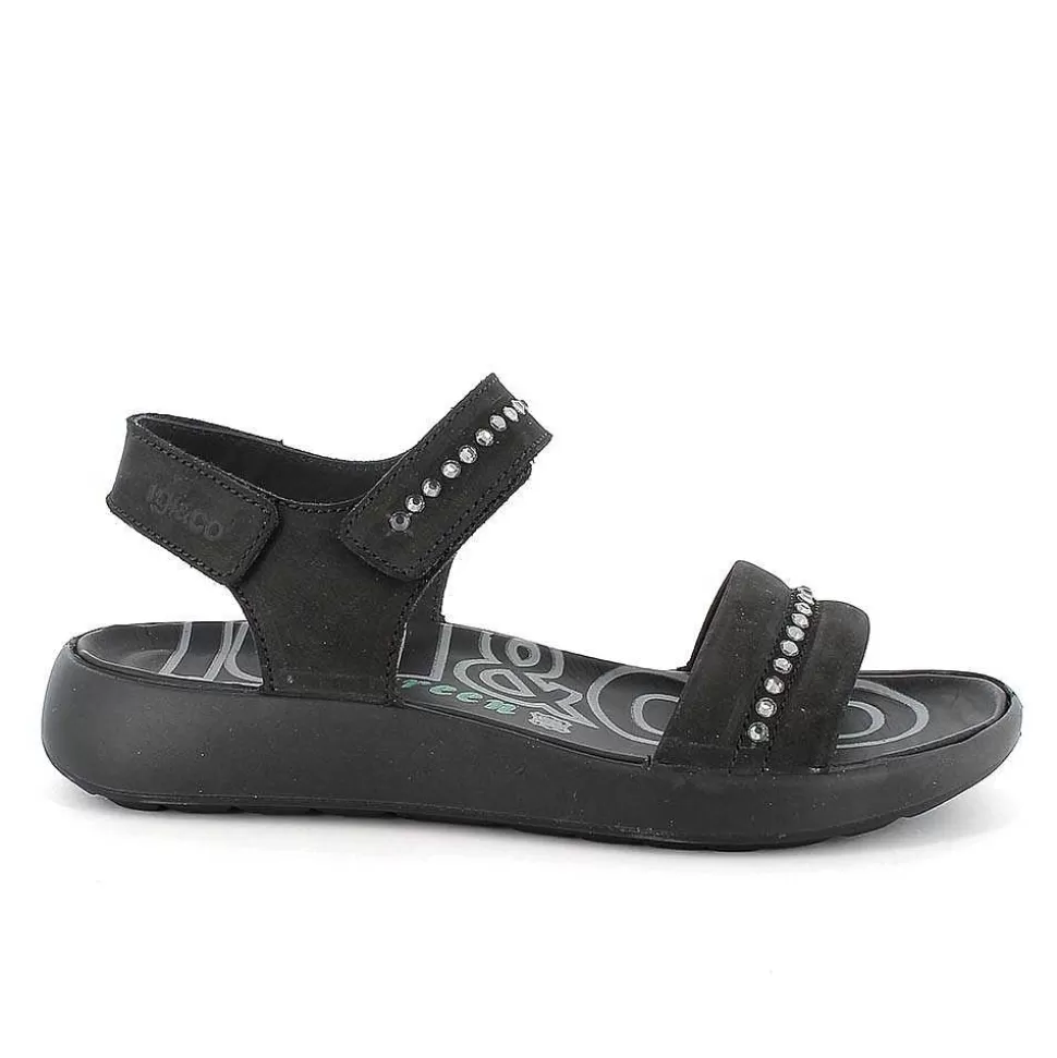 Black Women'S Leather Sandals-Igi&Co Sale