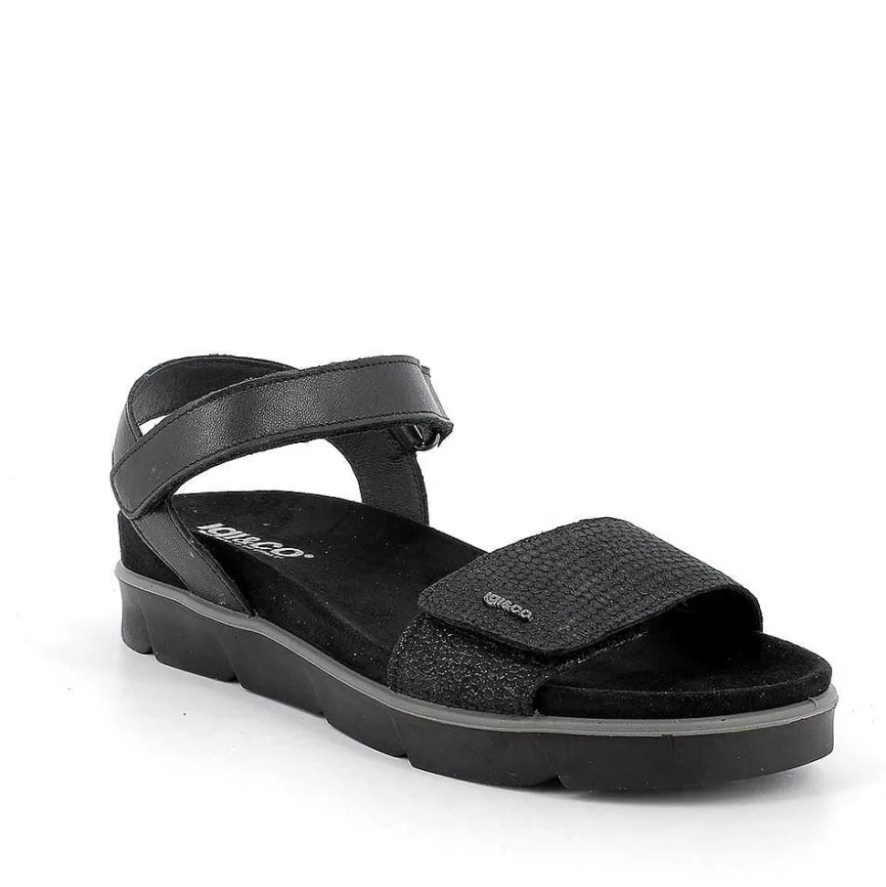 Black Women'S Leather Sandals-Igi&Co Shop