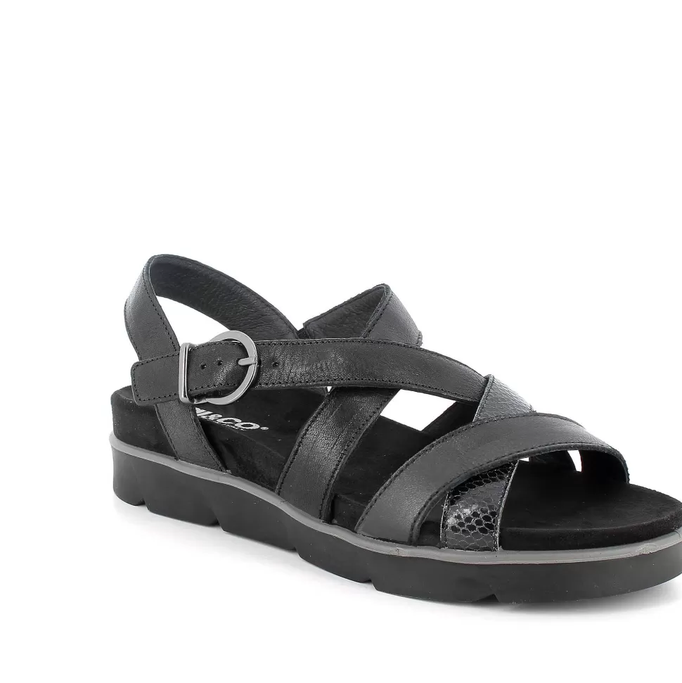 Black Women'S Leather Sandals-Igi&Co Flash Sale