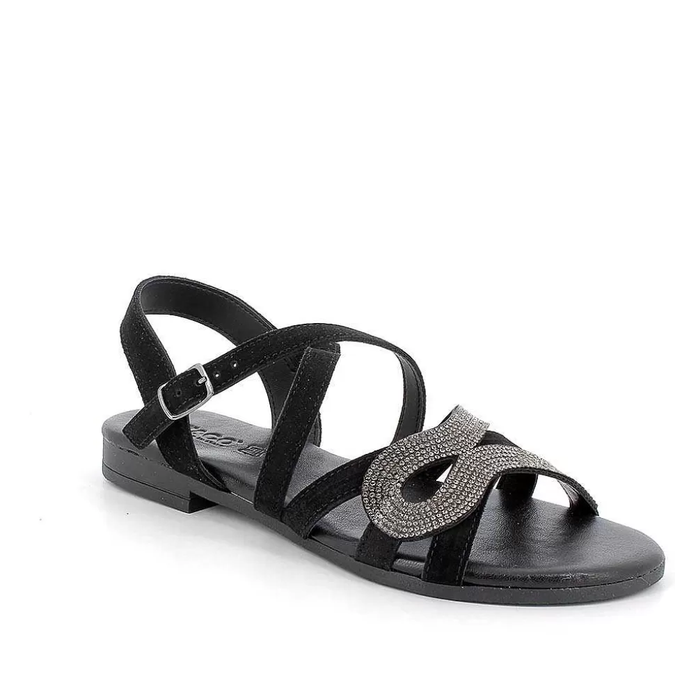 Black Women'S Leather Sandals-Igi&Co Best Sale