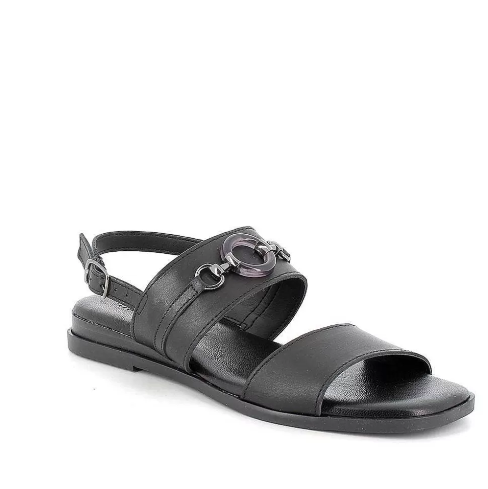 Black Women'S Leather Sandals-Igi&Co Discount