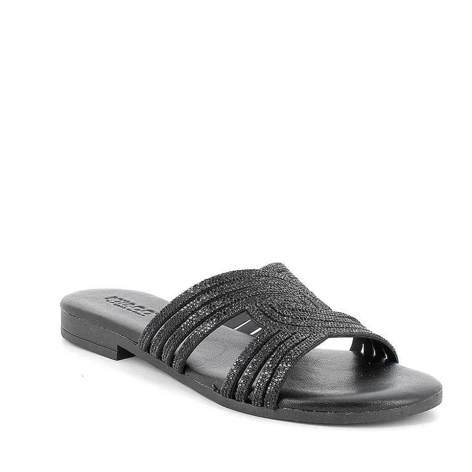 Black Women'S Leather Sandals-Igi&Co Online