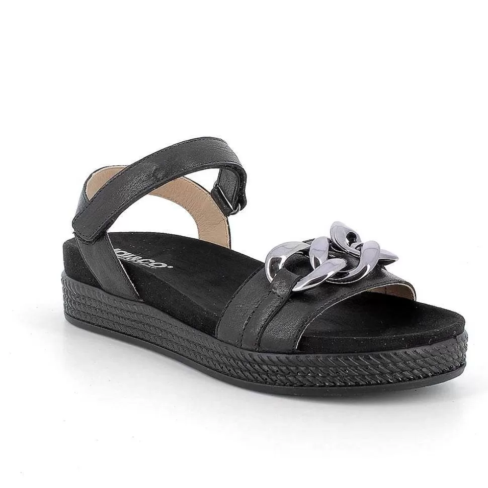 Black Women'S Leather Sandals-Igi&Co Store