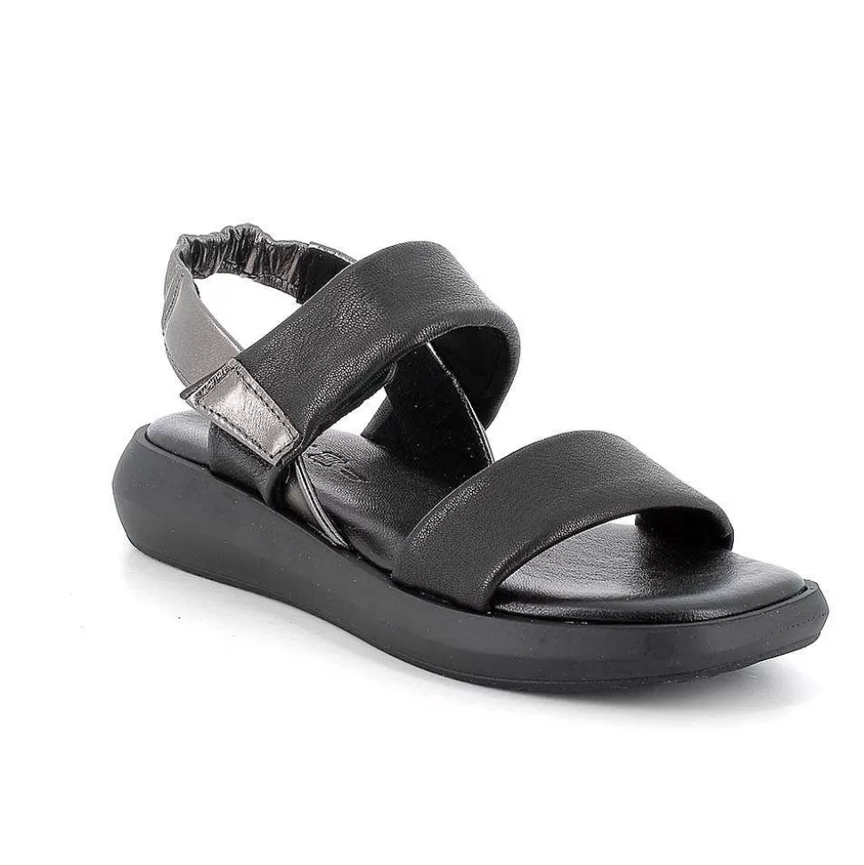 Black Women'S Leather Sandals-Igi&Co Shop