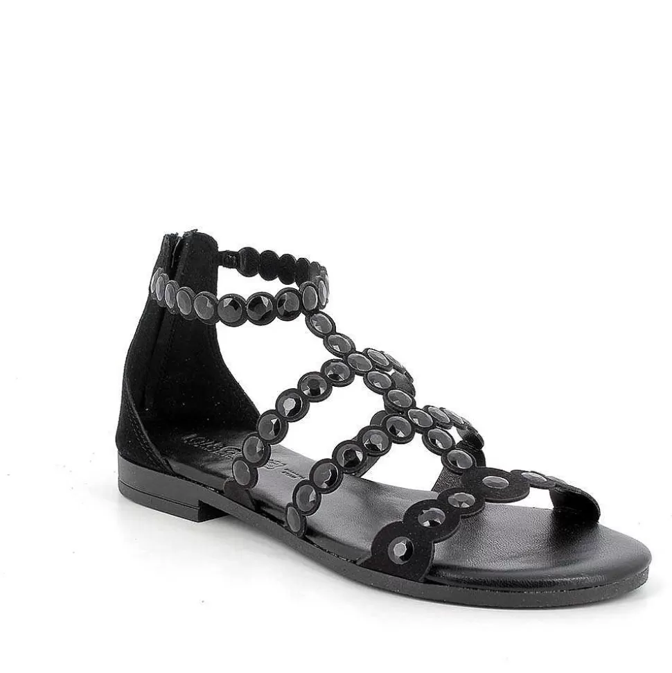 Black Women'S Leather Sandals-Igi&Co Clearance