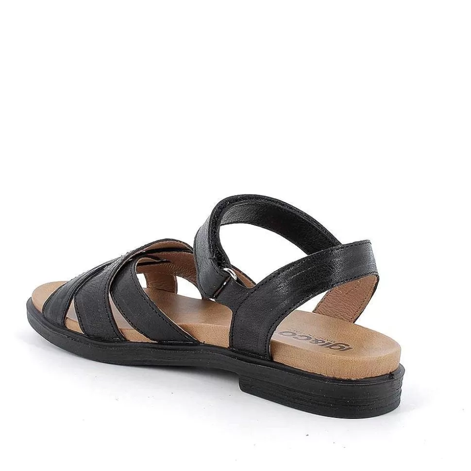 Black Women'S Leather Sandals-Igi&Co Fashion