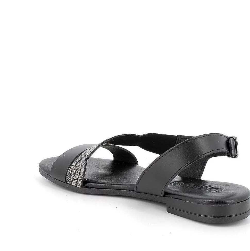 Black Women'S Leather Sandals-Igi&Co Hot