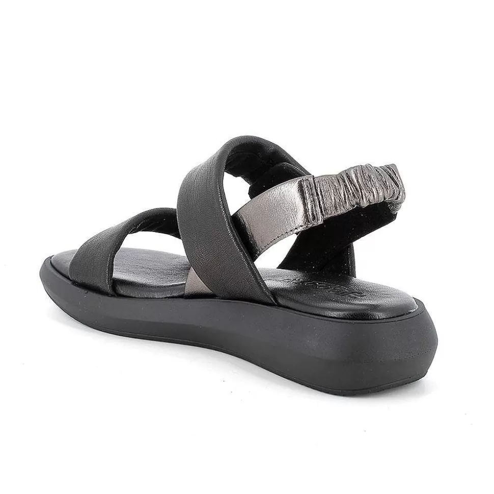 Black Women'S Leather Sandals-Igi&Co Shop