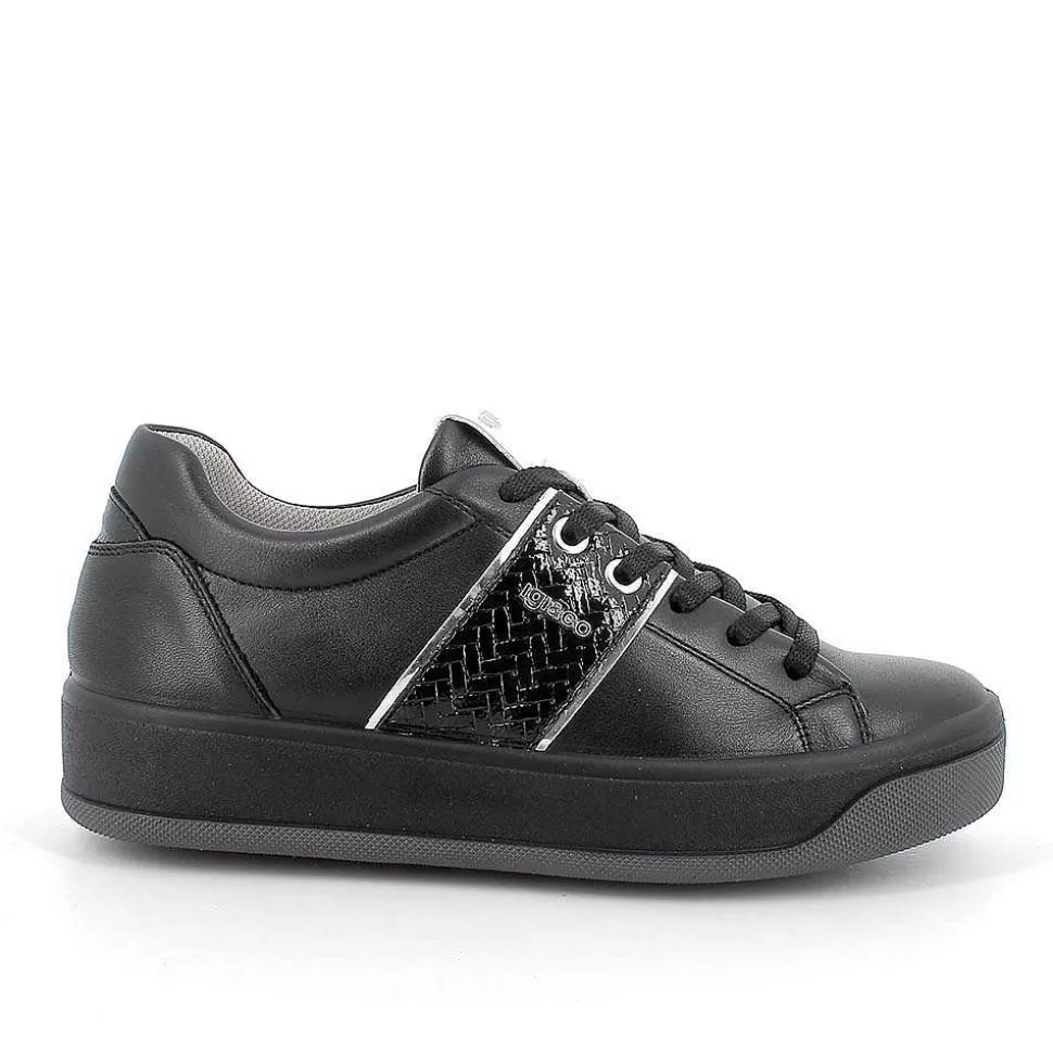 Black Women'S Leather Sneakers-Igi&Co Flash Sale