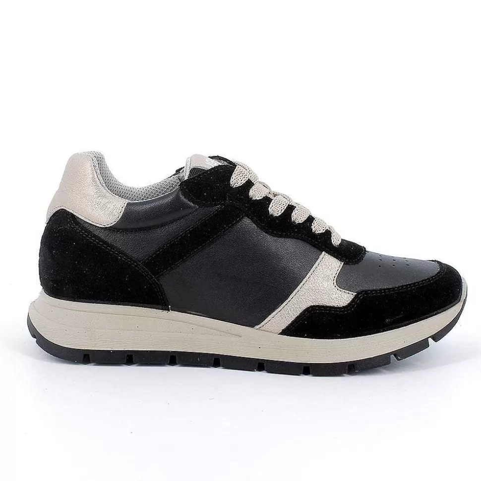 Black Women'S Leather Sneakers-Igi&Co Hot