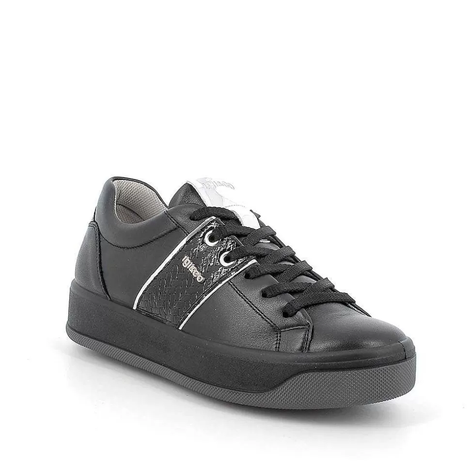 Black Women'S Leather Sneakers-Igi&Co Flash Sale