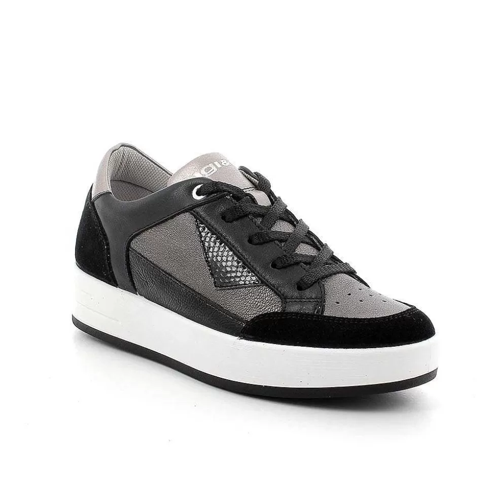 Black Women'S Leather Sneakers-Igi&Co Hot