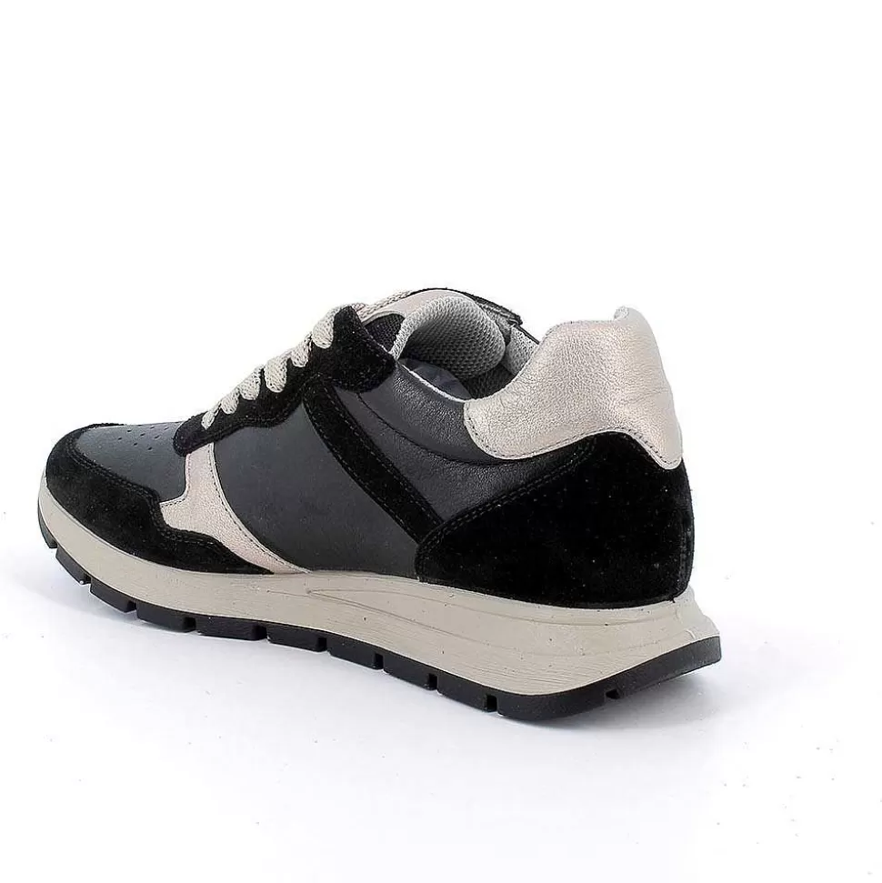 Black Women'S Leather Sneakers-Igi&Co Hot