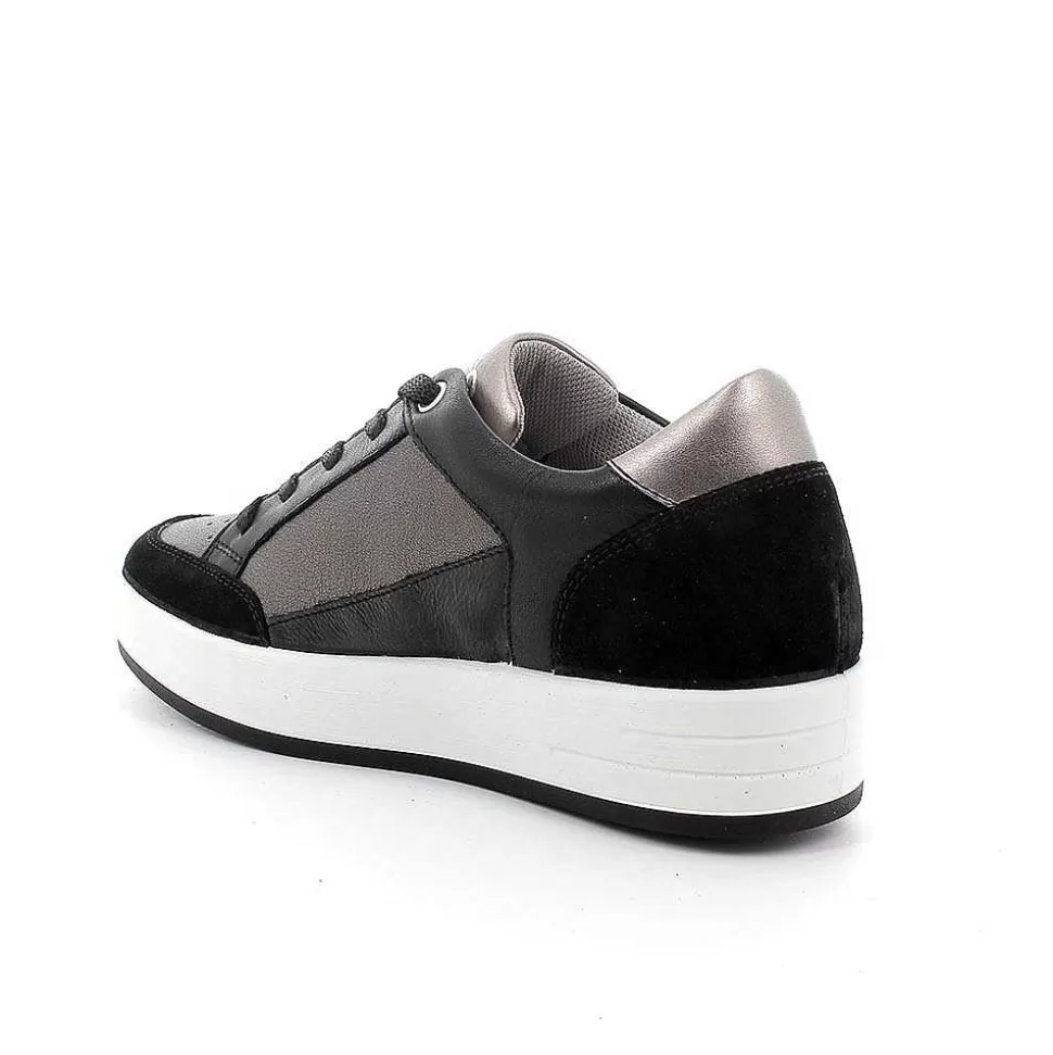 Black Women'S Leather Sneakers-Igi&Co Hot