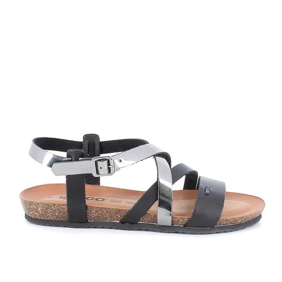 Black-Steel Women'S Leather Sandals-Igi&Co Best