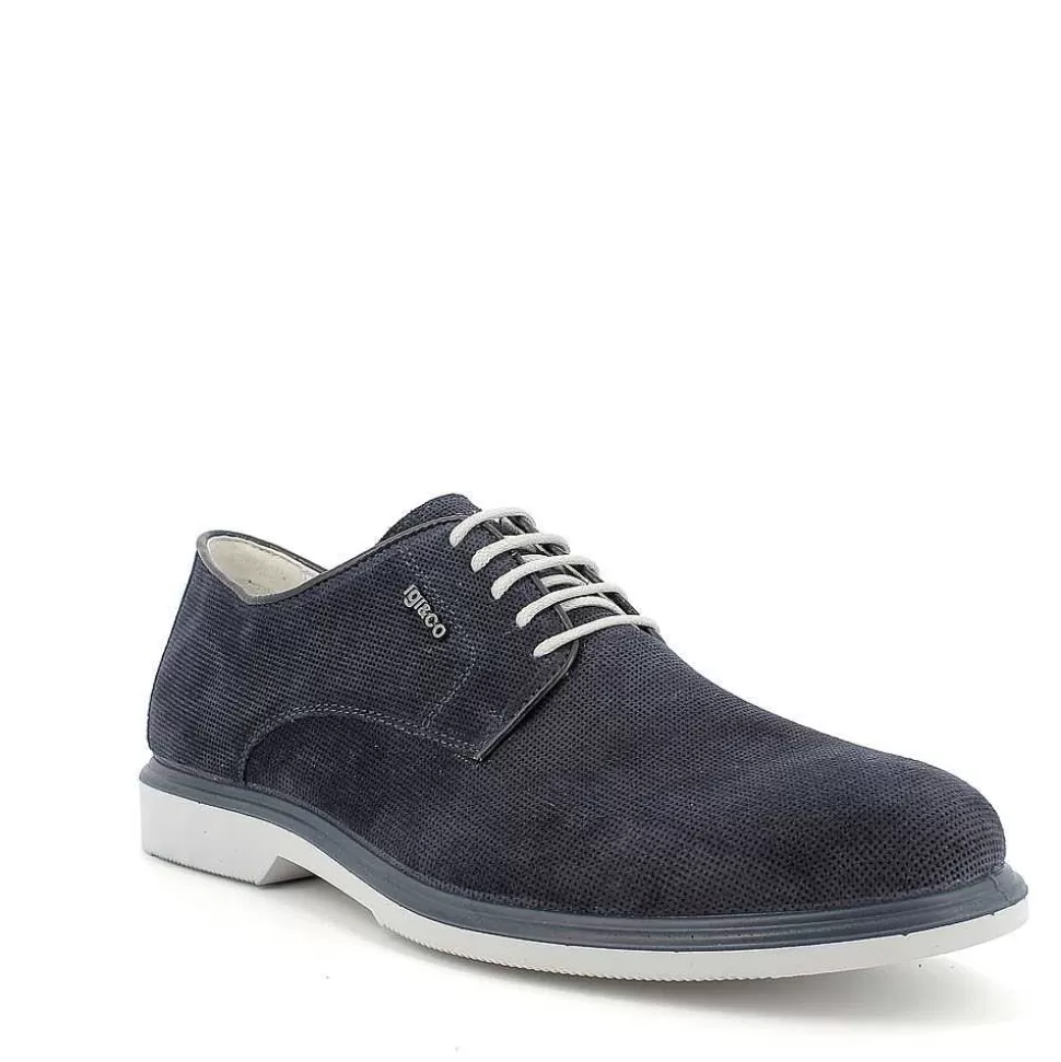 Blue Men'S Leather Lace-Up-Igi&Co Sale