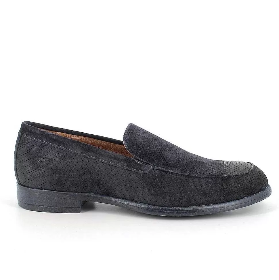 Blue Men'S Leather Loafers-Igi&Co Shop