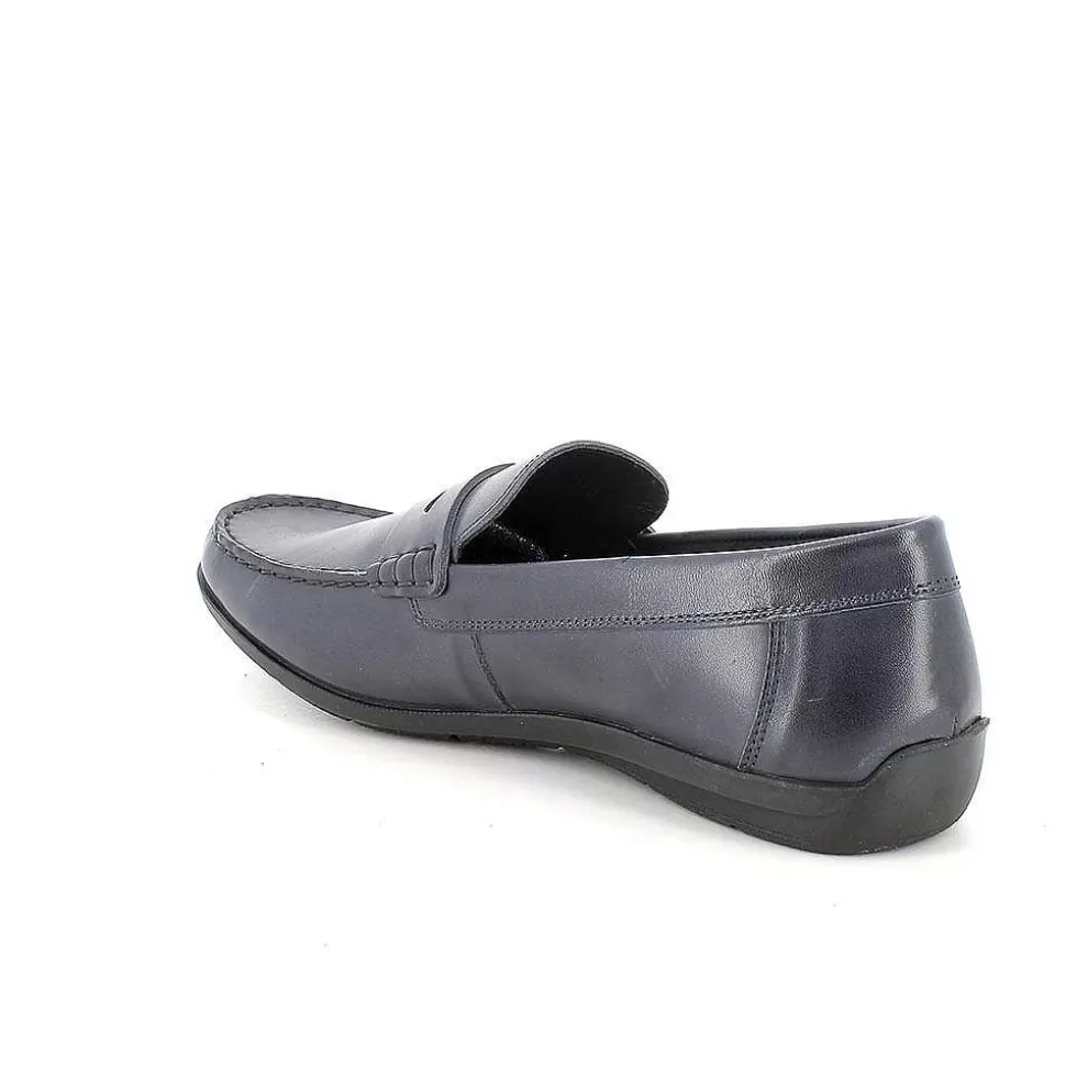 Blue Men'S Leather Loafers-Igi&Co Store