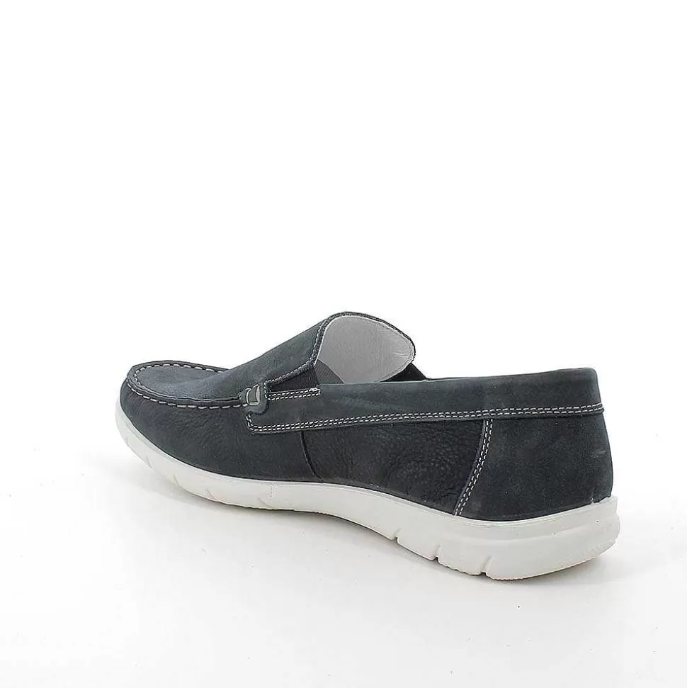 Blue Men'S Leather Loafers-Igi&Co New