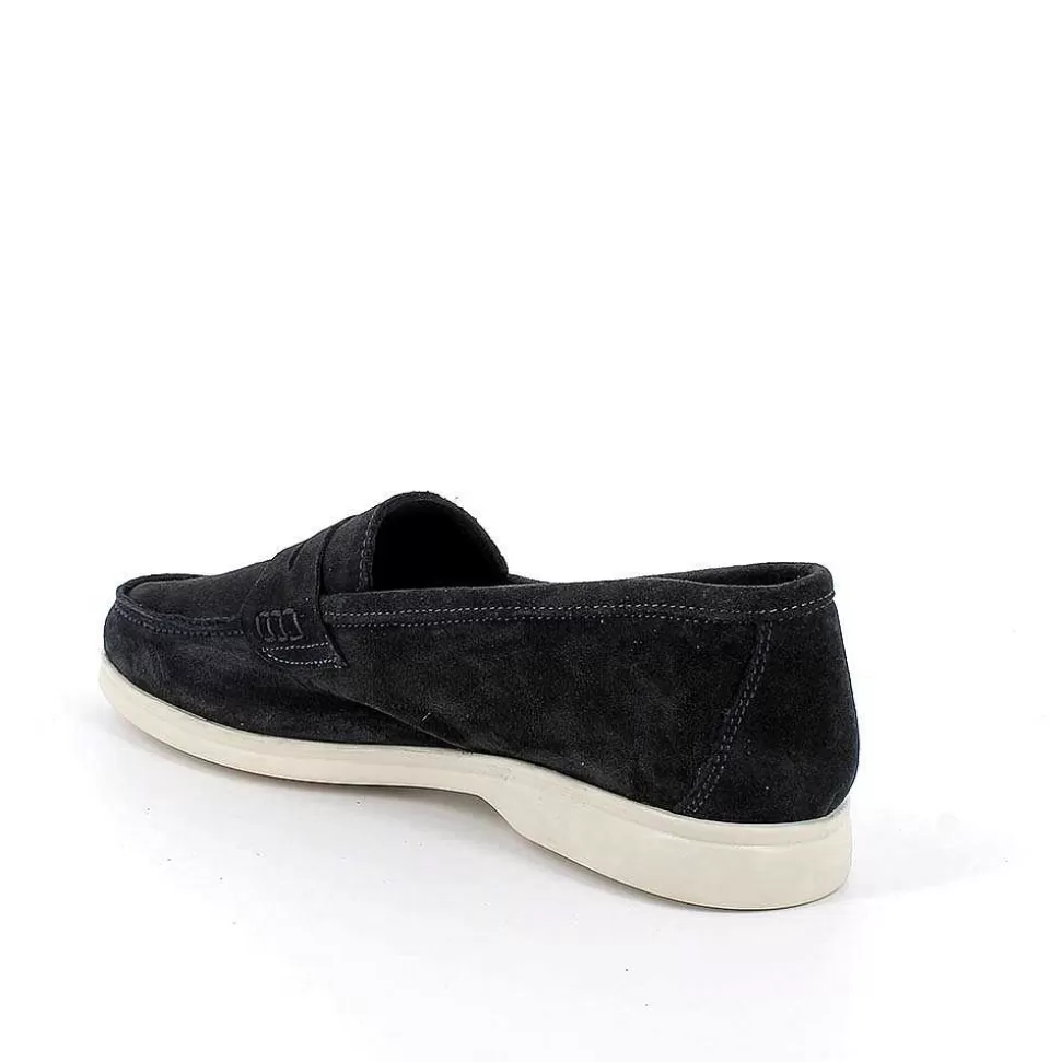 Blue Men'S Leather Loafers-Igi&Co Hot