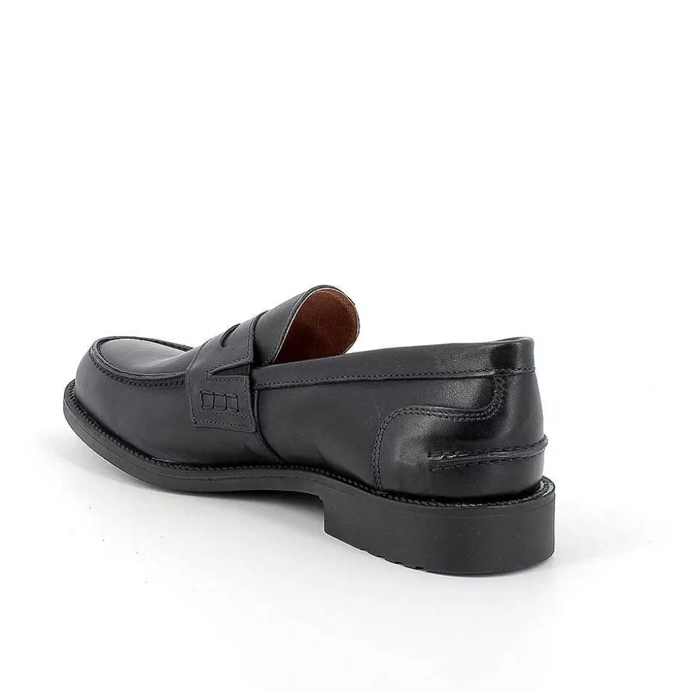Blue Men'S Leather Loafers-Igi&Co Hot