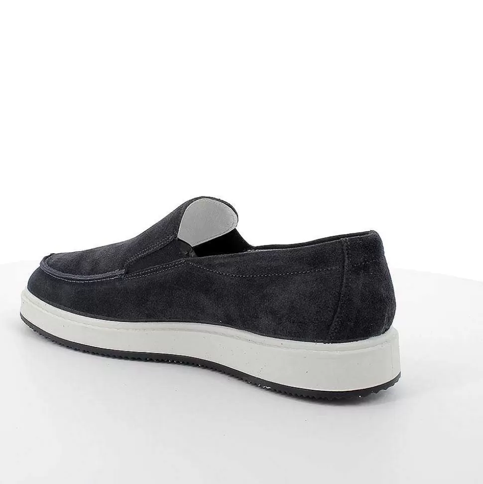 Blue Men'S Leather Loafers-Igi&Co Store