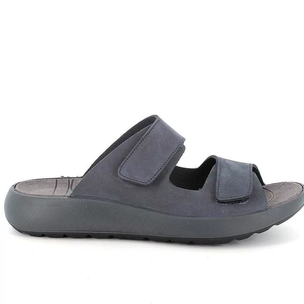 Blue Men'S Leather Sandals-Igi&Co Sale