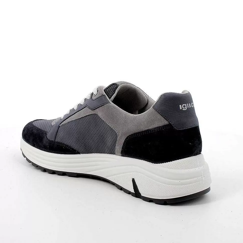 Blue Men'S Sneakers-Igi&Co Clearance