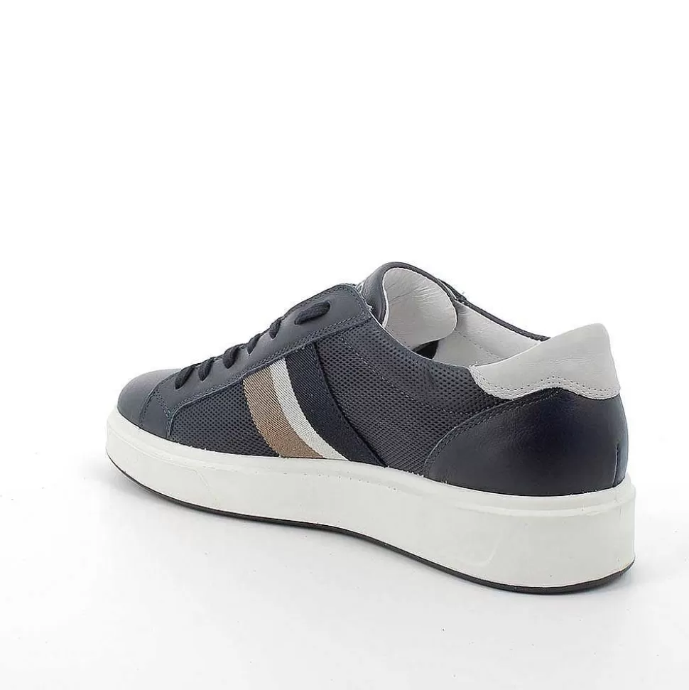 Blue-Pearl Men'S Leather Sneakers-Igi&Co Flash Sale