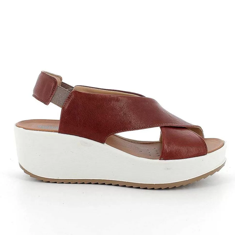 Brown Women'S Leather Wedge Sandals-Igi&Co Sale