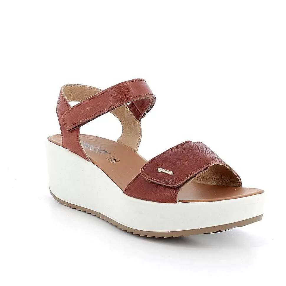 Brown Women'S Leather Wedge Sandals-Igi&Co New