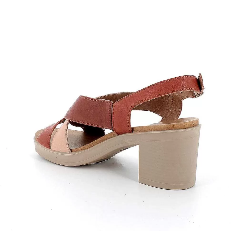 Burnt-Brown Women'S Leather Heeled Sandals-Igi&Co Flash Sale