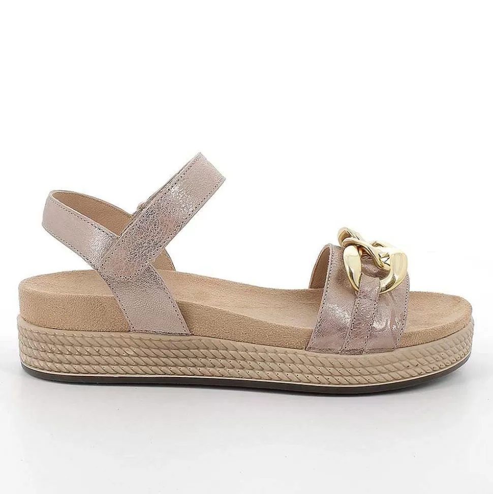 Caramel Laminated Women'S Leather Sandals-Igi&Co Discount