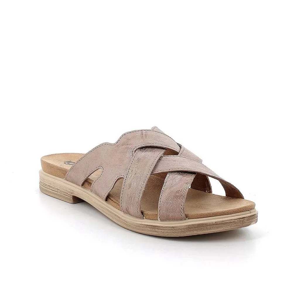 Caramel Laminated Women'S Leather Sandals-Igi&Co New