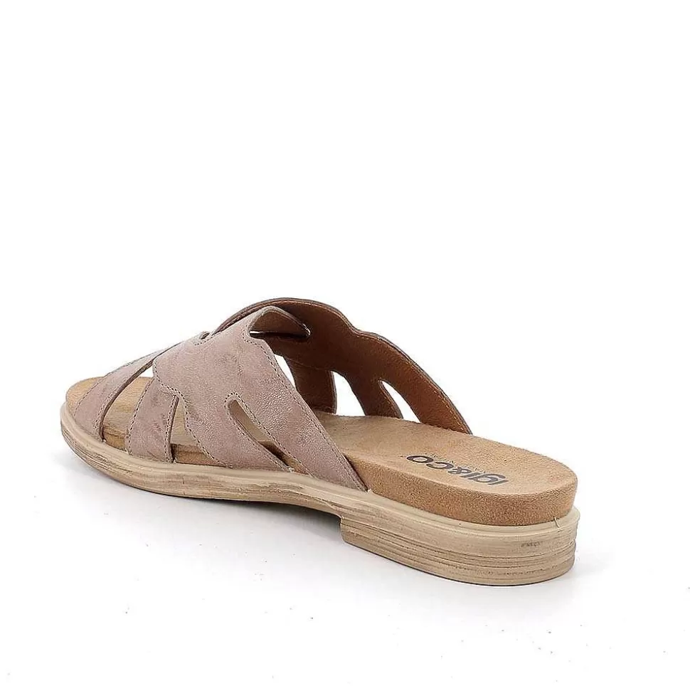 Caramel Laminated Women'S Leather Sandals-Igi&Co New