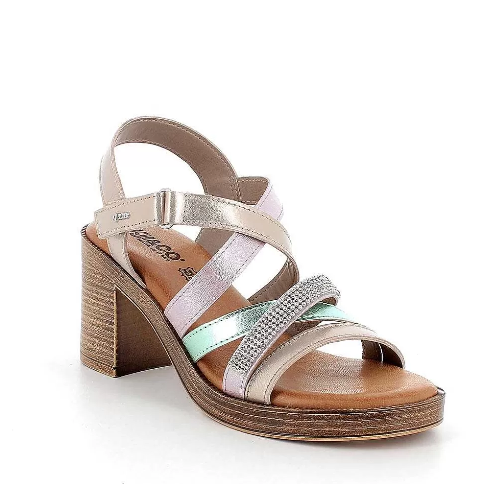 Champagne Women'S Leather Heeled Sandals-Igi&Co Outlet