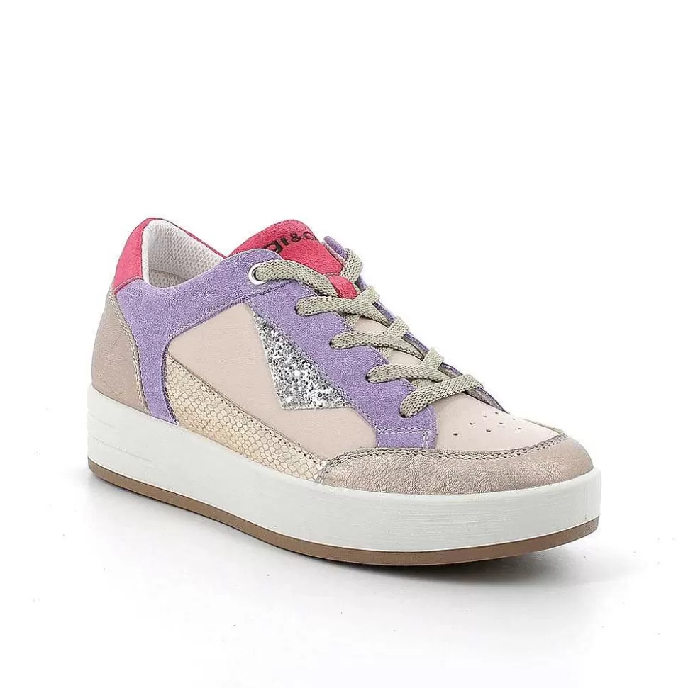 Champagne-Beige Women'S Leather Sneakers-Igi&Co Flash Sale