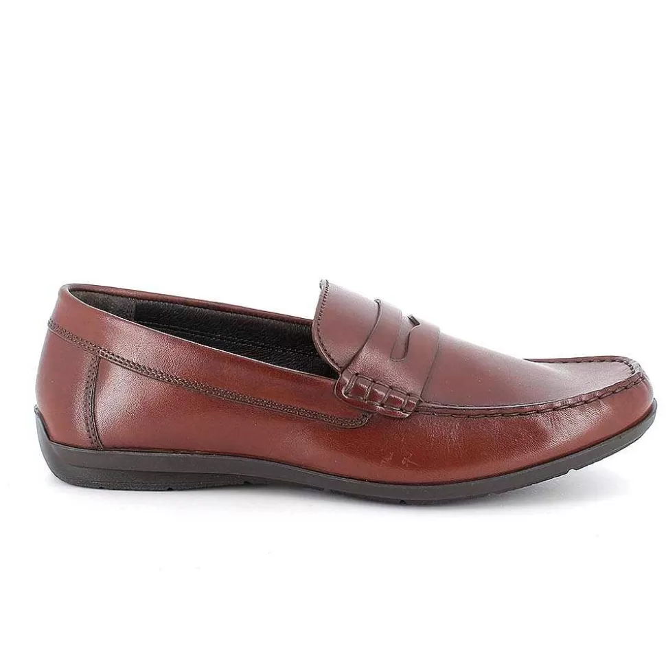 Cognac Men'S Leather Loafers-Igi&Co Online